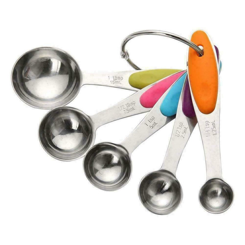 5 Pcs steel Measuring Cups & Spoons For Baking Cooking Kitchen L2O3 G2C3