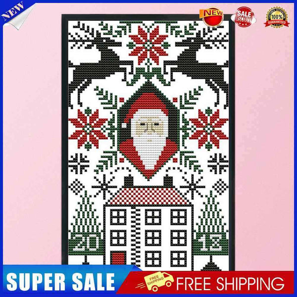 #A Santa Claus Partial Cross Stitch 14CT Cotton Thread Printed Embroidery Kits