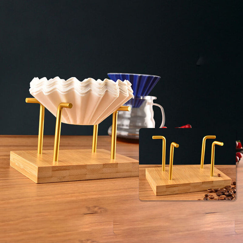 Wooden V60 Filter Paper Rack Hand Drip Coffee Cake Filter Paper Holder (D)