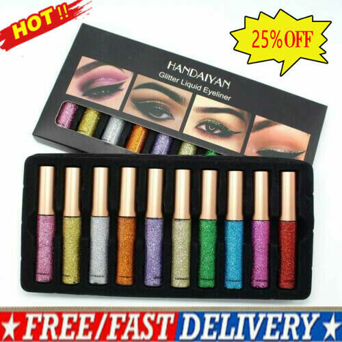 Hot 10Pcs/Set Glitter Eyeliner Waterproof Liquid Eye Makeup Hotsale Liner Z5Y2