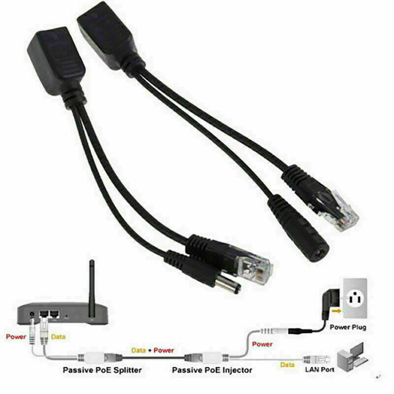 Passive Power over Ethernet PoE Adapter Injector & Kit W0T1 C6T0 Splitter V3K7