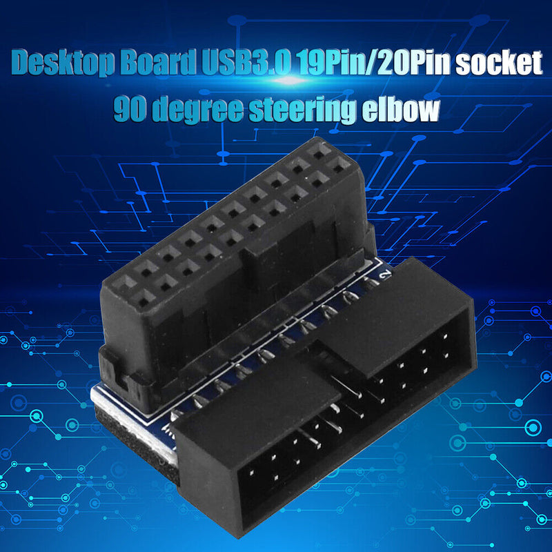 USB 3.0 20 Pin Male to Female Extension Adapter for Motherboard (Up Angled)