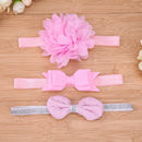 3pcs Baby Girls Elastic Bowknot Flower Headband Headwear Hair Band(Purple)