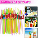 50x Cocktail Umbrella Drinking Straws Birthday Wedding Party Drink Decor`