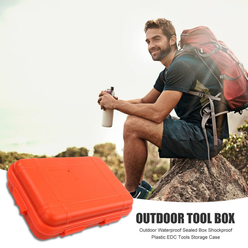 Outdoor Waterproof Sealed Box Shockproof EDC Tools Storage Case (Orange M) Newly