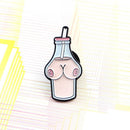 Milk Bottle Brooches Strawberry Badges Creative Pins Jacket Lapel Accessories