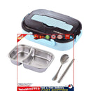 Stainless Steel Containers Portable Leakproof Insulation Box (Blue 2 Grid) Newly