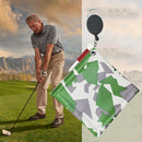 Mini Square Double-Sided Golf Ball Cleaning Towel w/ Carabiner Camo (Green)