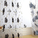 Big Flower Tulle Blackout Curtains Window Drape for Bedroom Decor(Grey)