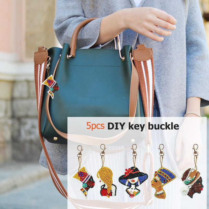 14PCS Diamond Painting Keychains Cup Animal Embroidery Needlework Keyrings