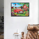 5D Diamond Painting Kit Red House and Car Full Round Drill Rhinestone DIY