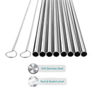 4X Straight Reusable Drinking Straws Steel Eco-Friendly w/ Brush`