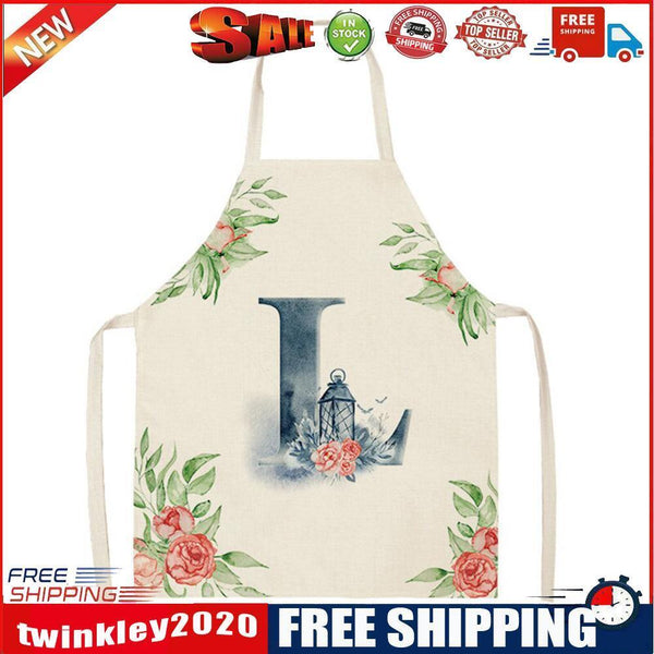 Art L Print Apron Linen Waterproof Cooking Bibs Kitchen Pinafore (68x55cm)