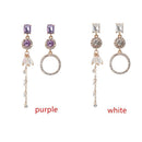 Long Asymmetrical  Women Ear Stud Dangle Earrings Rhinestone Drops Earrings