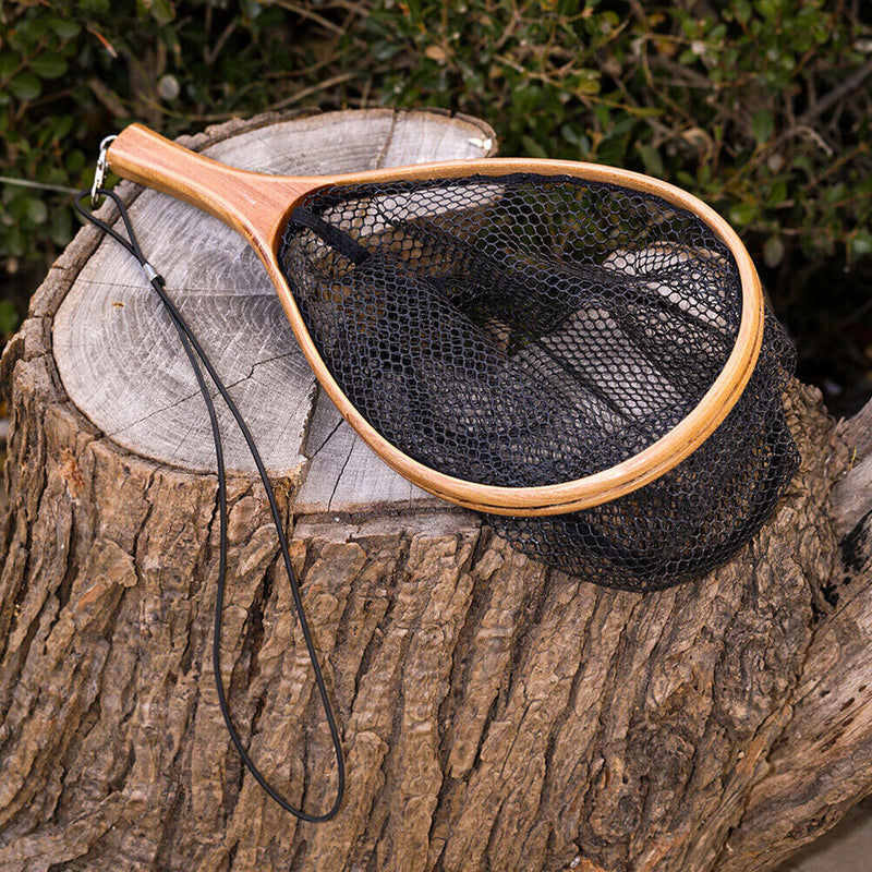 Folding Handheld Lure Stream Fishing Hand Net with Rope Outdoor Fishing Tackle