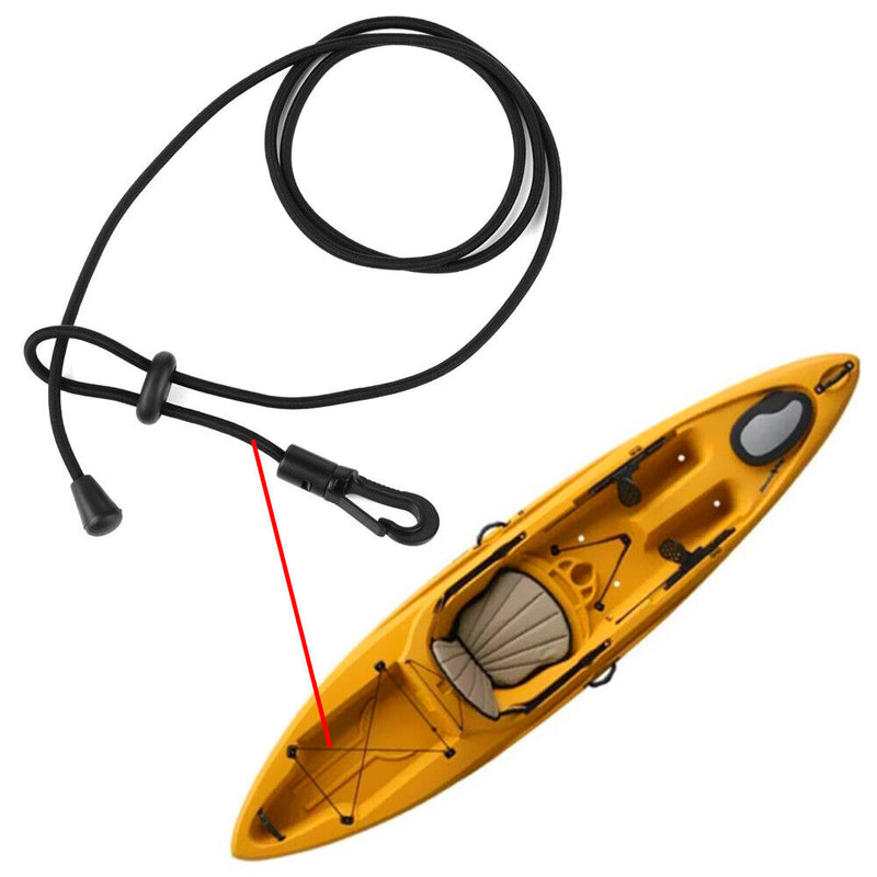 Elastic Safety Fishing Rod Tether Holder Lanyard Canoe Kayak Paddle Leash Clip