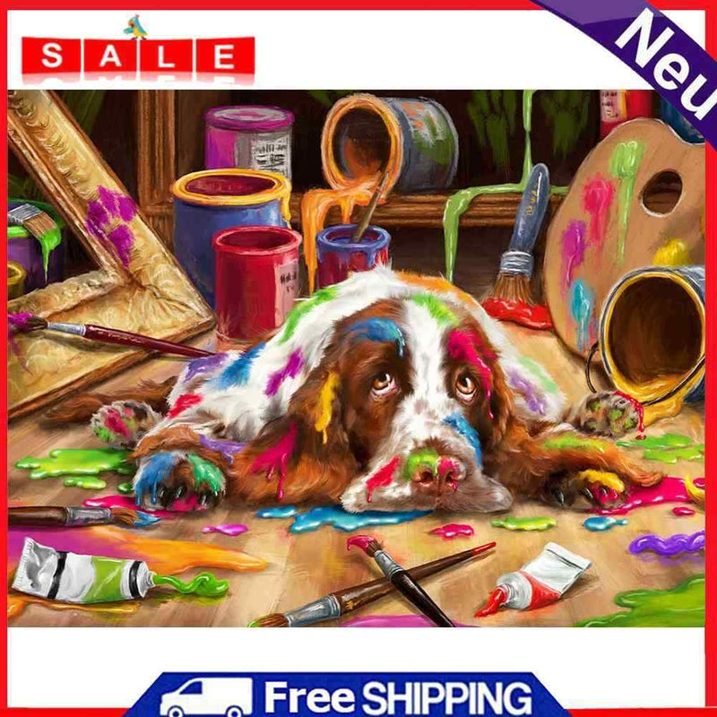 5D Cute Dog Mosaic Diamond Painting Drawing Full Round Drill DIY Art Handcraft