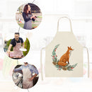 Kitchen Linen Apron Fox Print Home Restaurant Cooking Baking Bib Oil-proof