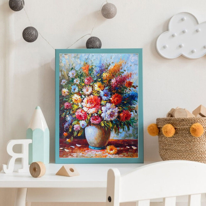 Flower Oil Paint By Numbers Kits DIY Canvas Wall Art Picture Craft Home Decor
