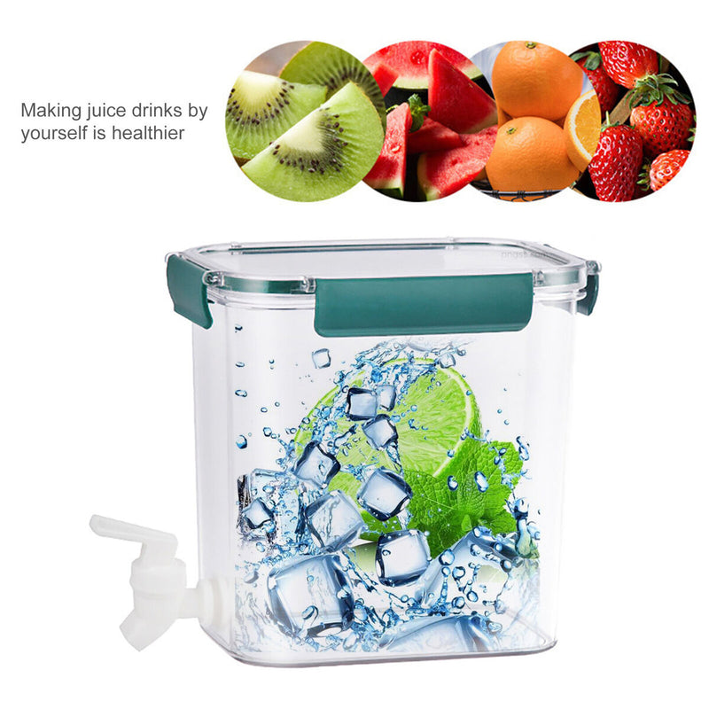 0.92-Gallon Beverage Dispenser with Spigot Leak-Proof for Fridge (Green) Newly