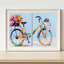 2 Panels Bike Oil Paint By Numbers Kits Canvas Drawing DIY Coloring Picture Art
