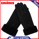 Fashion Women Cute Suede Gloves Autumn Winter Thickened Warm Full Finger Center