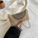 Fashion Weave Knit Handbags Women Chain Crossbody Phone Purse (Semicircle)