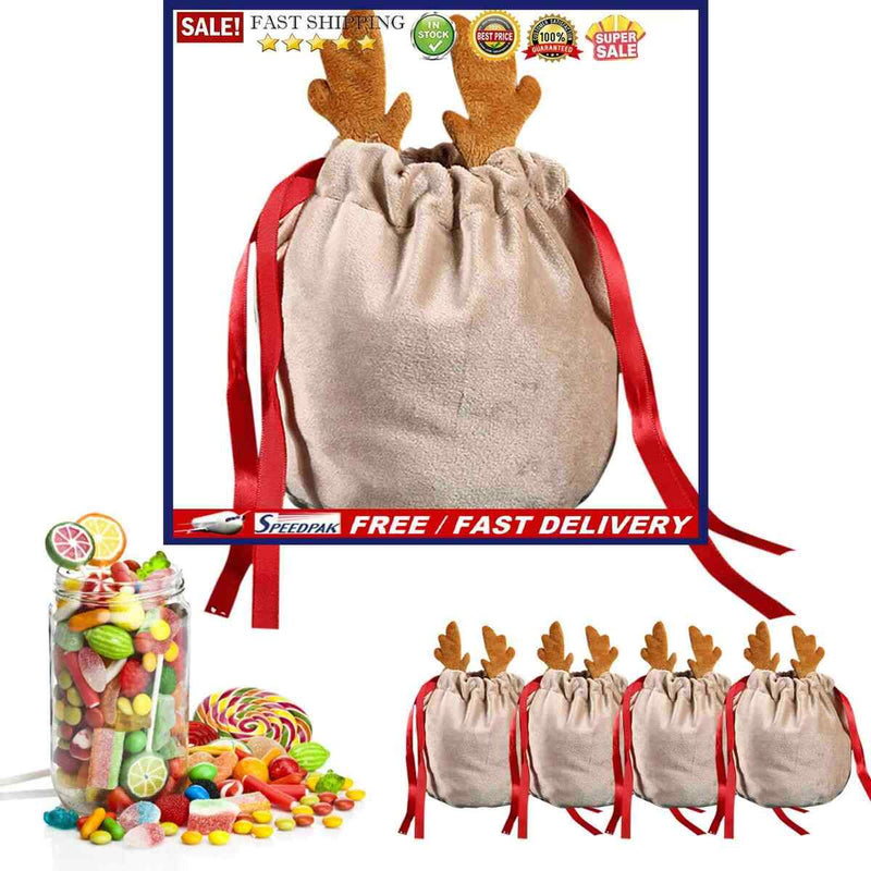 5pcs Gift Bags Drawstring Pocket Christmas Candy Bags Festive Party Decorations