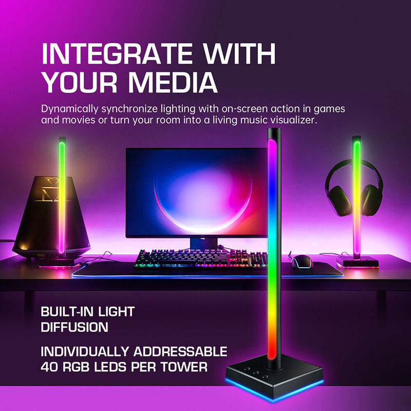 2pcs RGB LED Rhythm Strip Light Kits Voice-Activated Decor Music Lamp Bar Newly