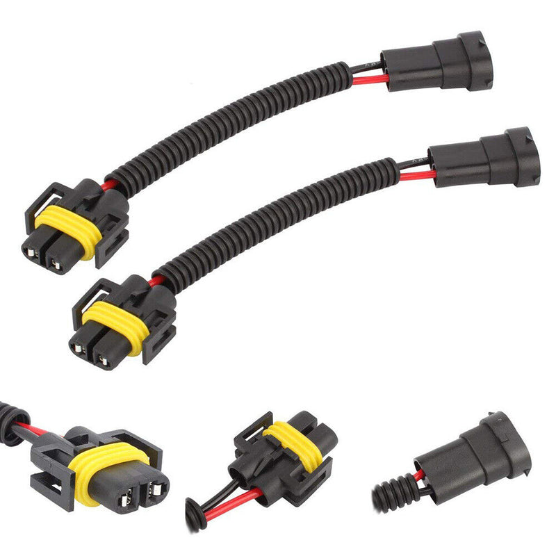2pcs H11 H9 H8 Extension Wiring Harness Sockets Wires for Headlights Fog Lights
