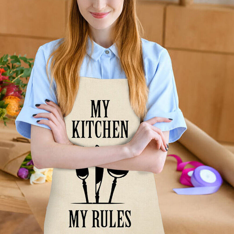 Kitchen Cutlery Linen Kitchen Apron Waterproof Cooking Pinafore (82x68cm)