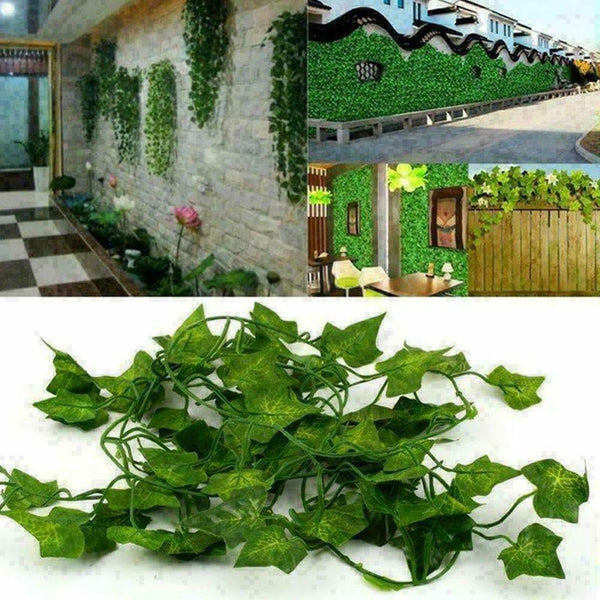 6.56ft Ivy Leaf Garland Green Plant Plastic Vine Foliage Decorations Y5Z2