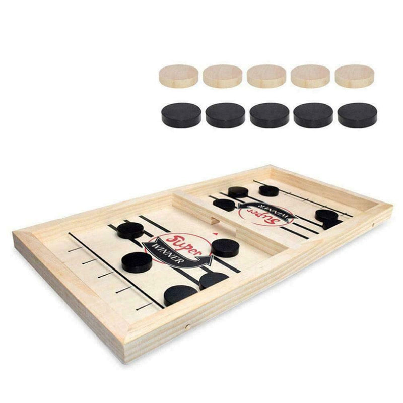 Fun Family Fast Sling Puck Game Wooden Board Table Game Toys Hockey Party M7Y4