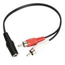 3.5mm Y Adapter Audio Cable Stereo Female Mini Jack to 2 RCA Male Adapter Newly