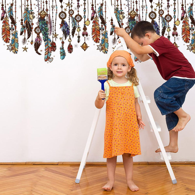 Removable Dream Catcher Feathers Wall Stickers Kids Bedroom Decor Decals