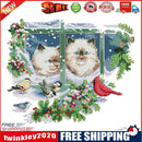 Stamped Cross Stitch Winter Kitties 2-Strand 14CT Embroidery DIY Set (D379)