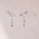 Charm Piercing Stud Earring Flower Earrings Tassel Cherry Blossoms Earring