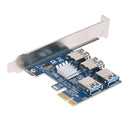 EUX1-04 PCIE 1 to 4 Slots Riser Card Adapter USB 3.0 PCIE for BTC Mining