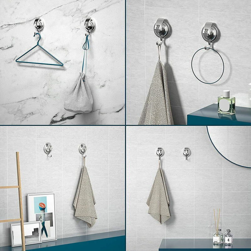 Without Punching Chrome-Plated Bathroom Shower Organization Suction Cup Hooks
