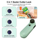 Bag Sealer - 3 in 1 Heat Vacuum Bag Resealer Machine and Cutter (Green)