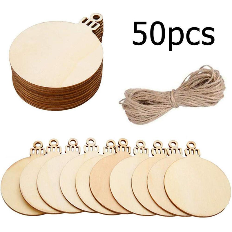 50pcs Wooden Christmas Pendents Xmas Tree Hanging Ornaments Wedding Decor