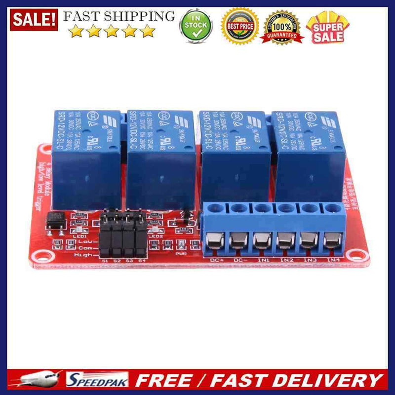 4-Channel 12V Relay Module with Optocoupler H/L Level Triger for Arduino