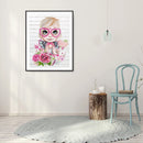 Handmade DIY Full Round Drill Diamond Painting 5D Pink Cupid Poster Kit