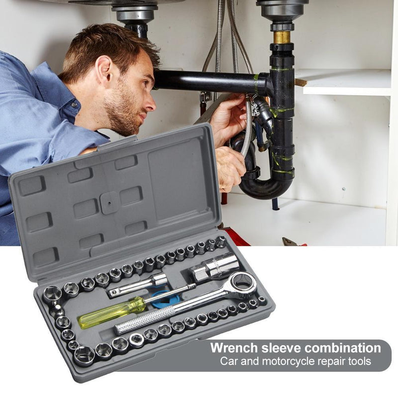 40pcs/set Ratchet Wrench Socket Spanner Automobile Car Disassembly Repair Tool