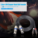 1.5m/4.9ft Dual XLR Female to Dual RCA Male Audio Microphone Cable Adapter