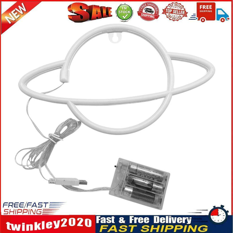 Elliptical Planet Shaped Sign Neon Lamp LED Dual Use Night Light Decor (A) Newly