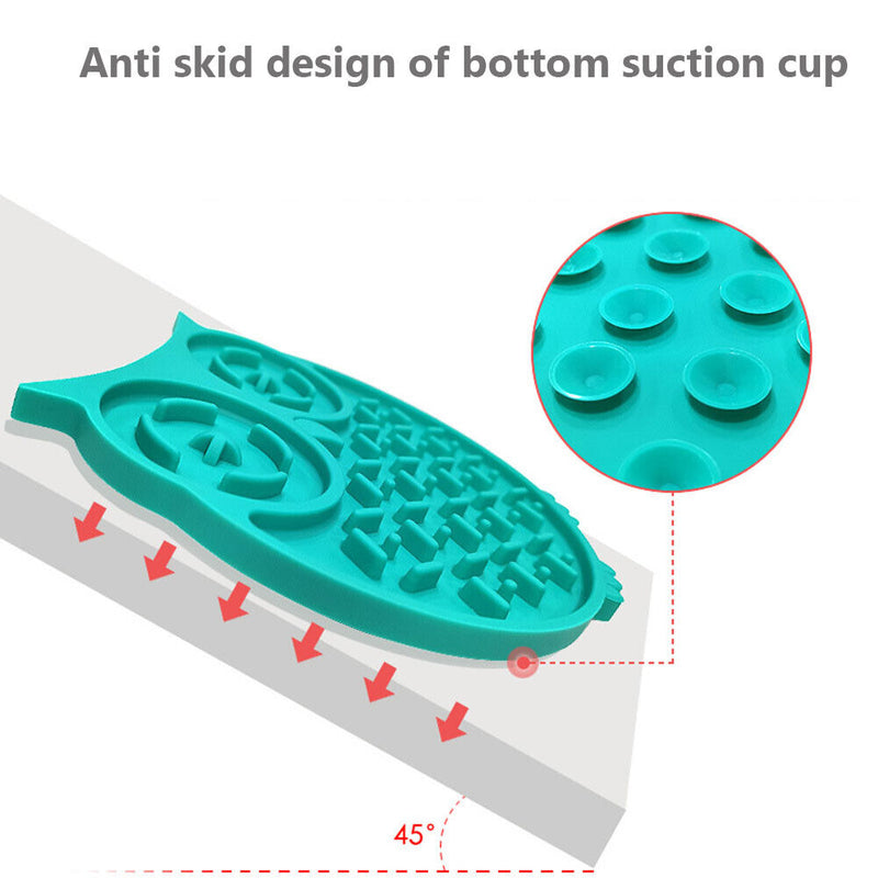 Dog Feeding Lick Mat Cat Feeder Licking Pad Slow Food Feeder Bowls (Blue) Newly