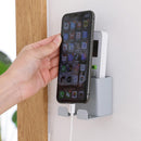 Wall Holder Storage Box Remote Control Mobile Phone Plug Organizer (Grey) Newly