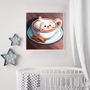 5D Diamond Painting Kit Coffee Kitten Full Round Drill Rhinestone DIY Wall
