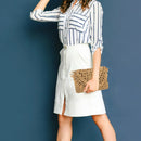 Women Paper Rope Hand-Woven Tassel Shoulder Bags Casual Beach Messenger Flap Bag